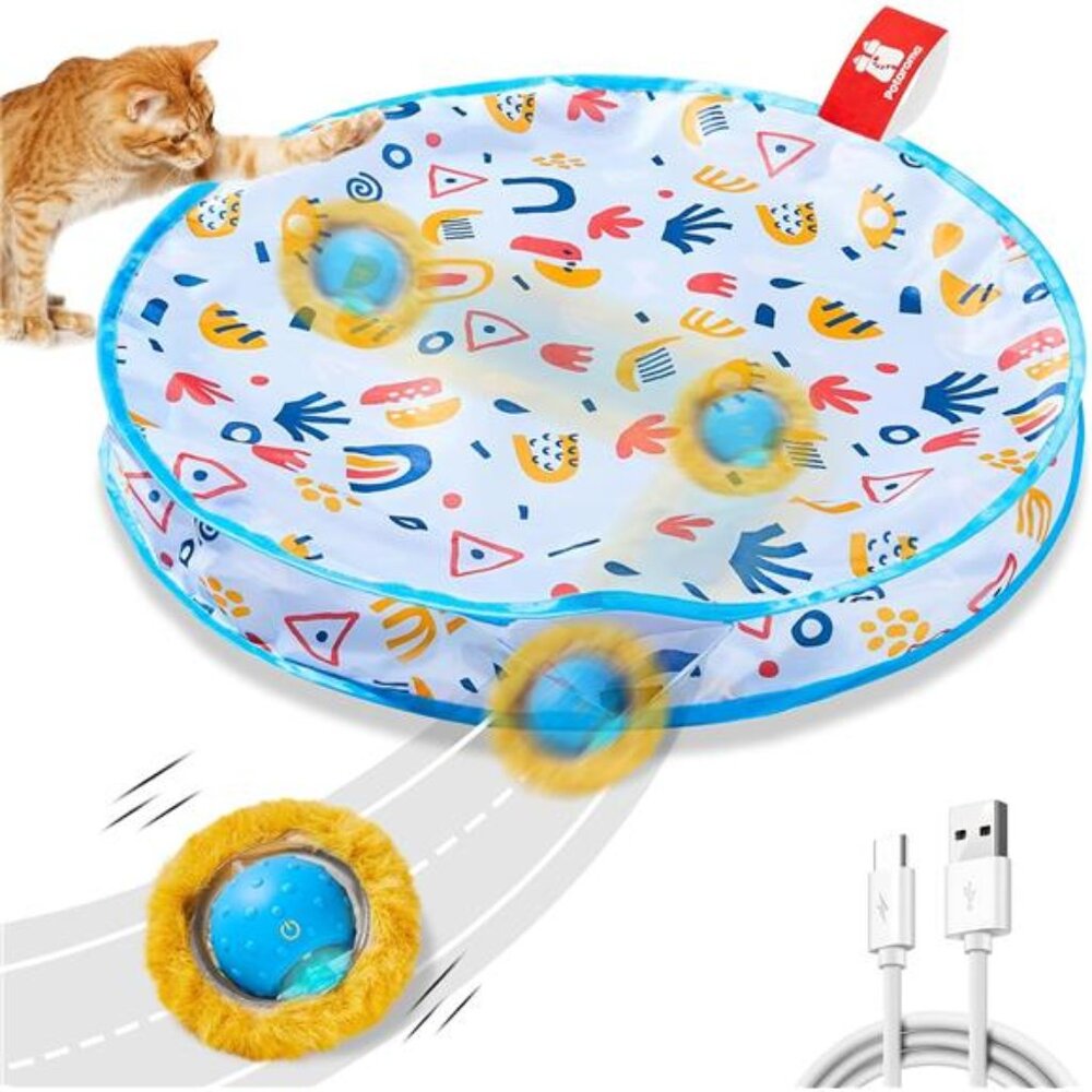 Interactive Cat Toys, Fast Moving Ball in Play Mat, Automatic Motion